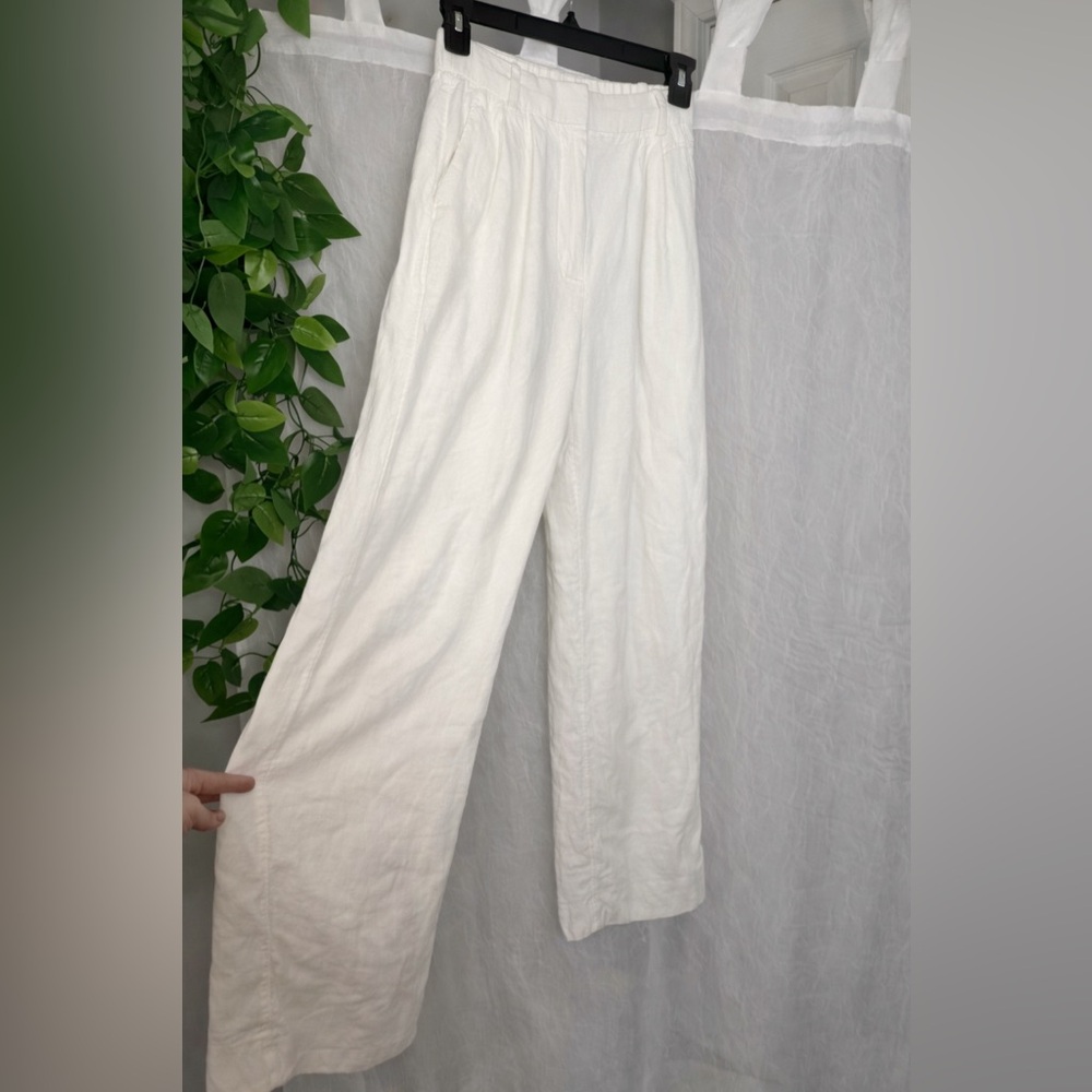 Abercrombie & Fitch White Linen Wide Leg Pants